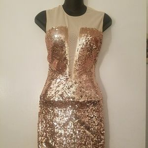 Rose Gold Bebe party dress